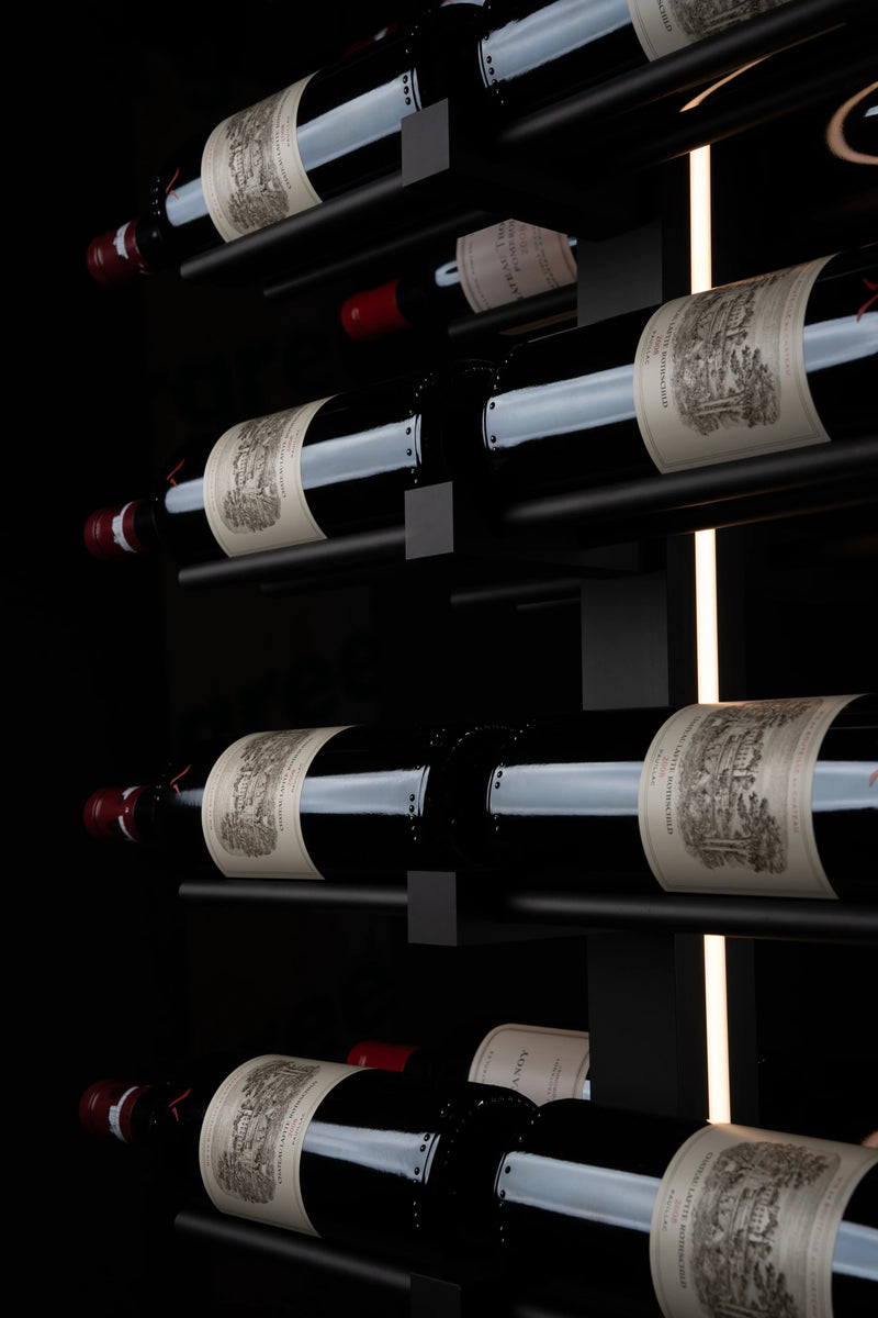 Genuwine Cellars Reserve Echelon Metal Wine Rack, Black Wall Mounted Cantilever Cable Display