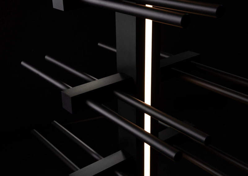 Genuwine Cellars Reserve Echelon Metal Wine Rack, Black Wall Mounted Cantilever Cable Display