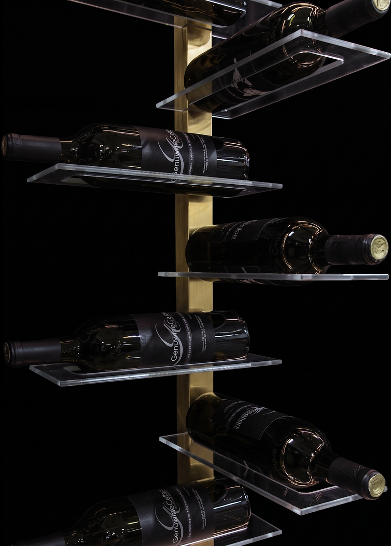 Genuwine Cellars Reserve OPUS Floating Wine Rack, Gold Wall Mounted Modular Metal Cable Display