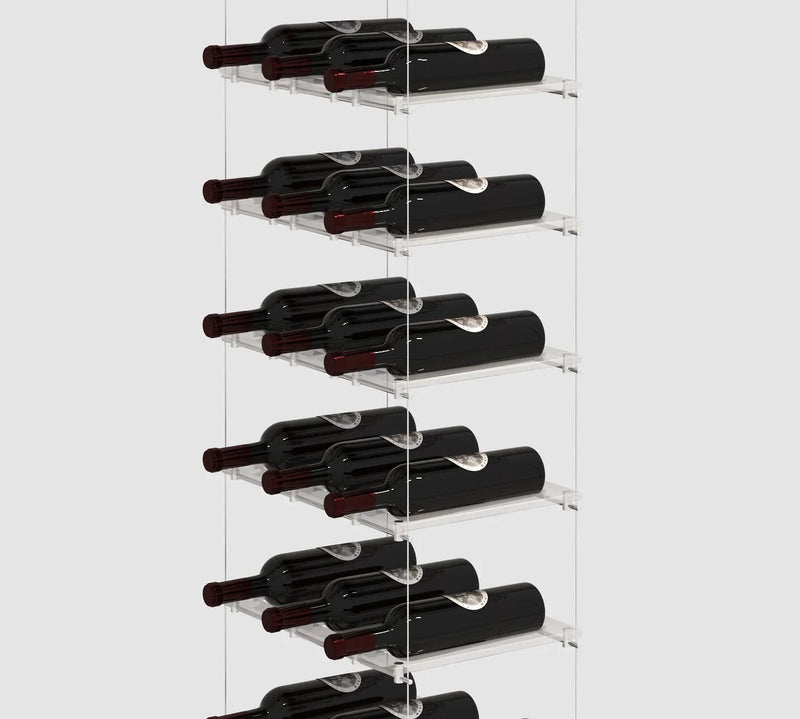 Genuwine Cellars Reserve Lumina Cable Wine Rack, Silver Wall Mounted Floating Metal Display