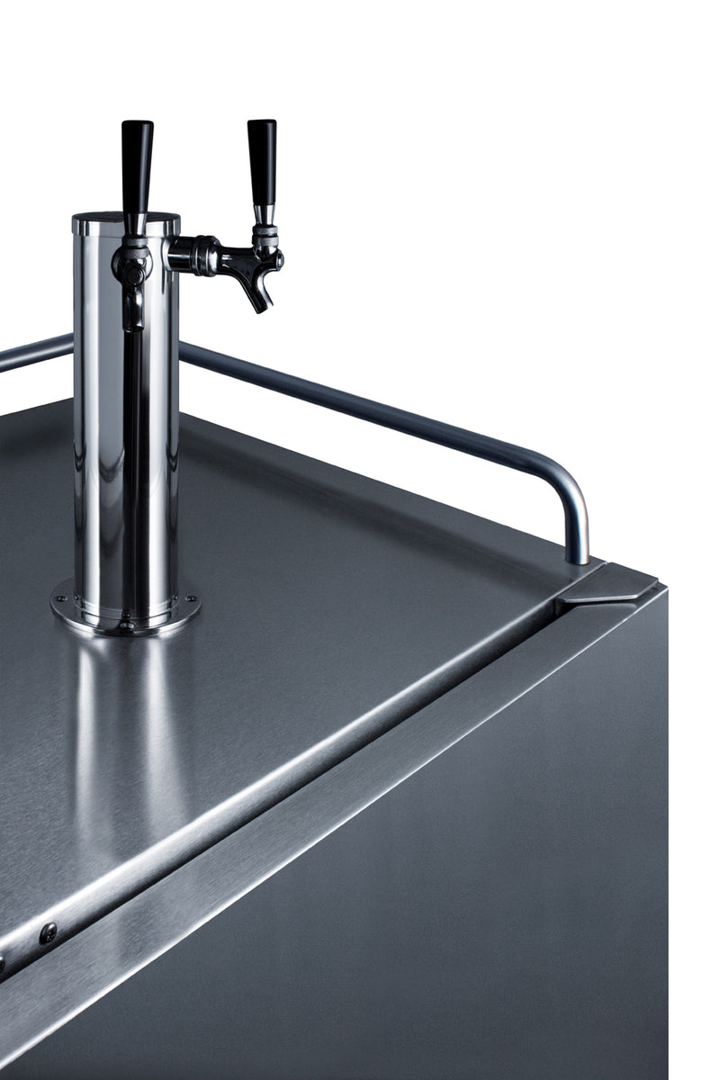 Summit SBC682WKDTWIN stainless steel 24 in dual-tap wine kegerator, dual tap tower detail