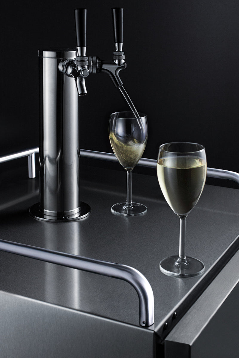 Summit SBC682WKDTWIN stainless steel 24 in dual-tap wine kegerator, dual tap tower pouring wine