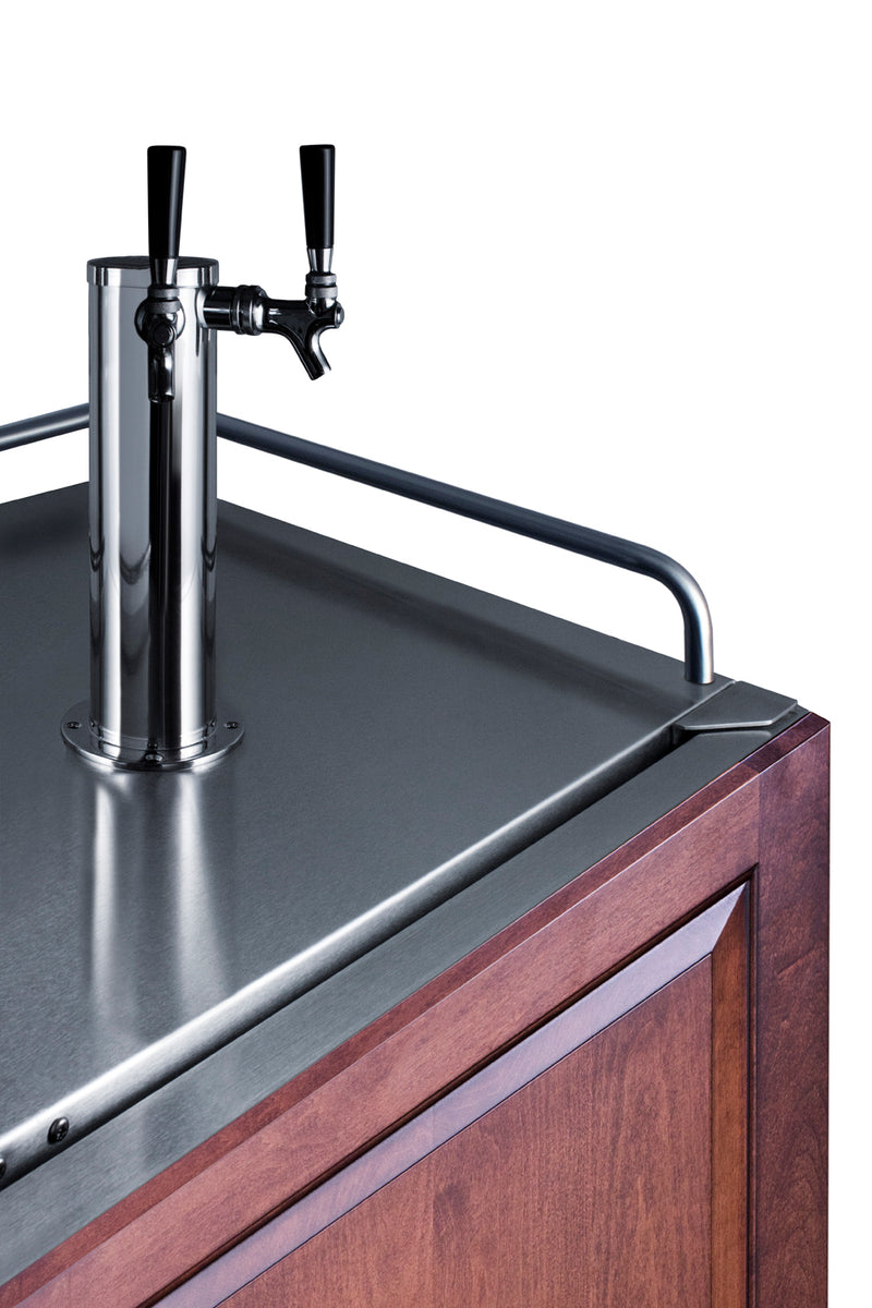 Summit SBC682PNRWKDTWIN panel-ready 24 in dual-tap wine kegerator, dual tap tower with custom wood panel