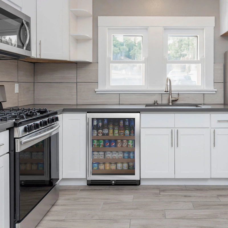 24" Wide Reserva Series Stainless Steel Right Hinge Beverage Center