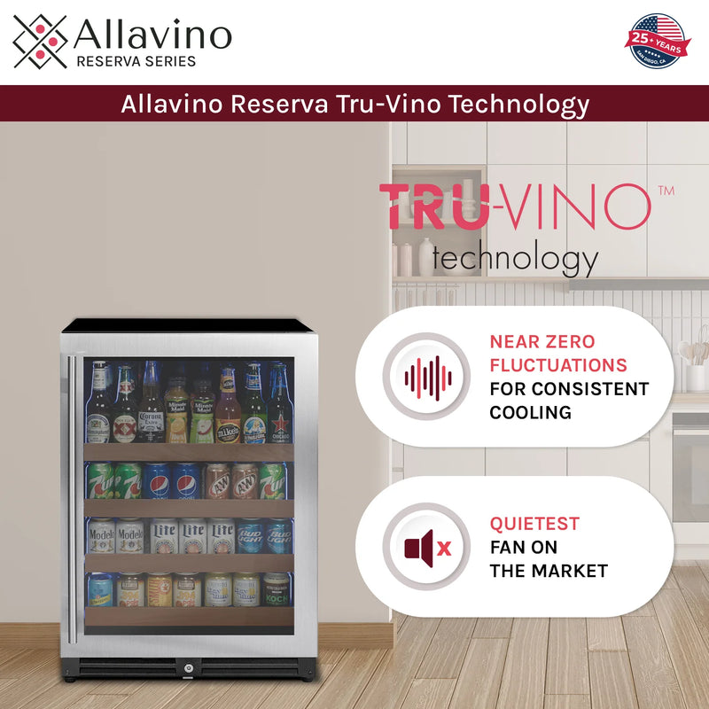 24" Wide Reserva Series Stainless Steel Right Hinge Beverage Center