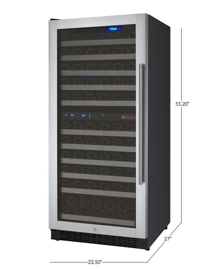 24" Wide FlexCount II Tru-Vino 121 Bottle Dual Zone Stainless Steel Right Hinge Wine Refrigerator