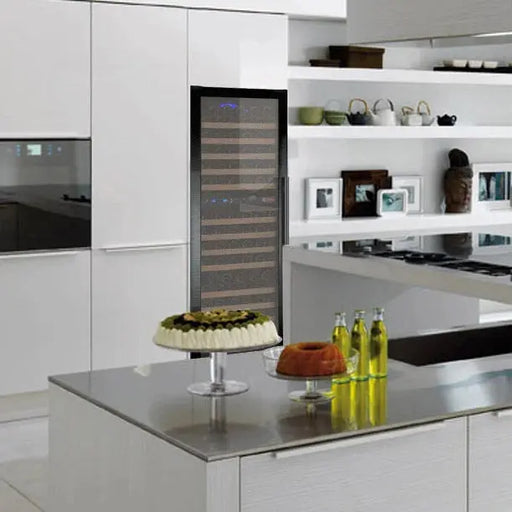 24" Wide FlexCount II Tru-Vino 172 Bottle Dual Zone Black Right Hinge Wine Refrigerator