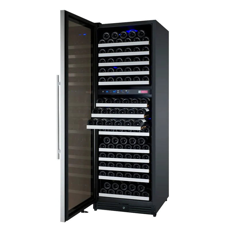 24" Wide FlexCount II Tru-Vino 172 Bottle Dual Zone Stainless Steel Left Hinge Wine Refrigerator