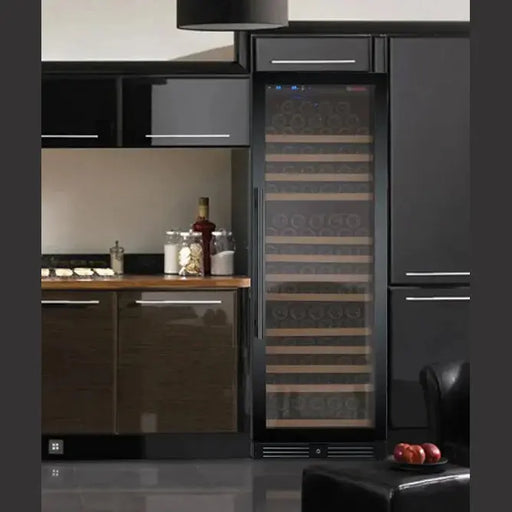 24" Wide FlexCount II Tru-Vino 177 Bottle Single Zone Black Left Hinge Wine Refrigerator