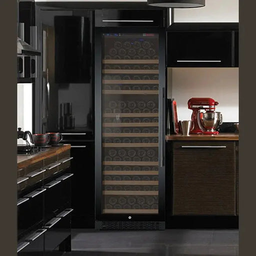 24" Wide FlexCount II Tru-Vino 177 Bottle Single Zone Black Left Hinge Wine Refrigerator