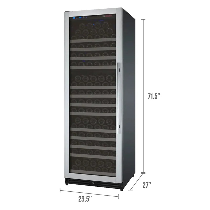 24" Wide FlexCount II Tru-Vino 177 Bottle Single Zone Stainless Steel Left Hinge Wine Refrigerator