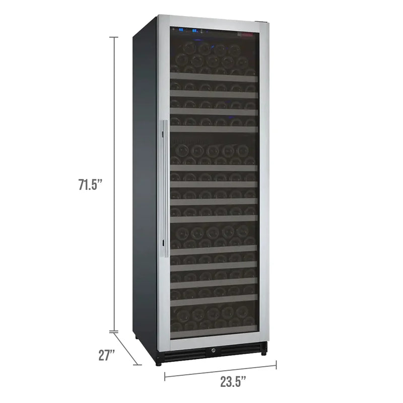 24" Wide FlexCount II Tru-Vino 177 Bottle Single Zone Stainless Steel Left Hinge Wine Refrigerator