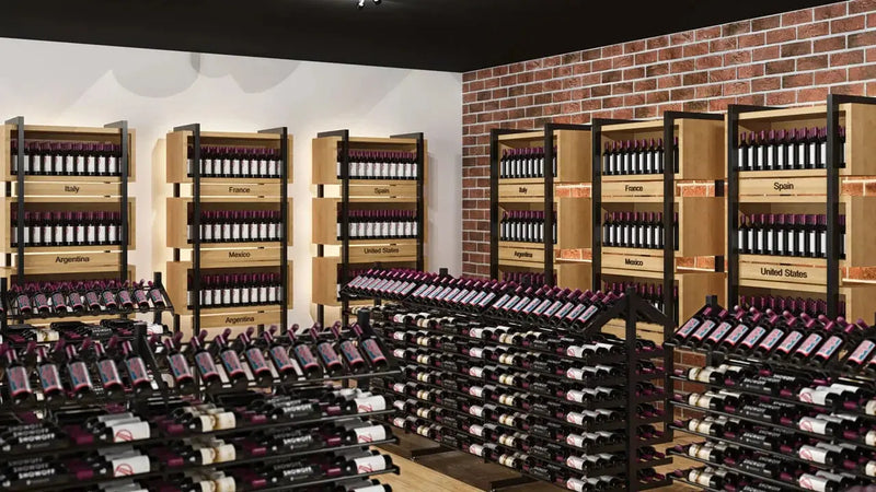 Evolution Double-Sided Island Display | Freestanding Metal Wine Rack