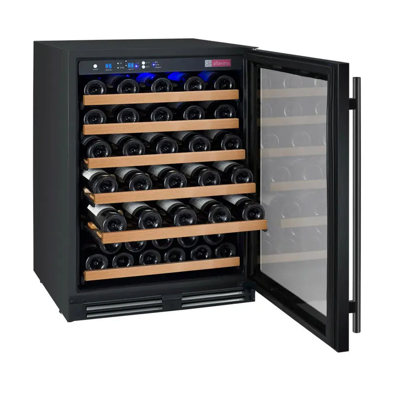 24" FlexCount Series 56 Bottle Single Zone Built-In Wine Refrigerator with Black Door - Right Hinge