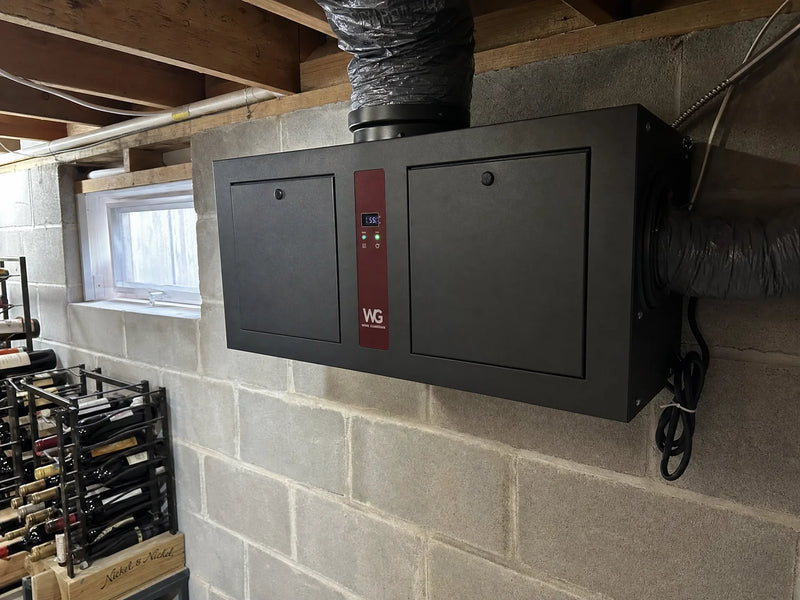 Wine Guardian D025 cooling unit installed in wine cellar