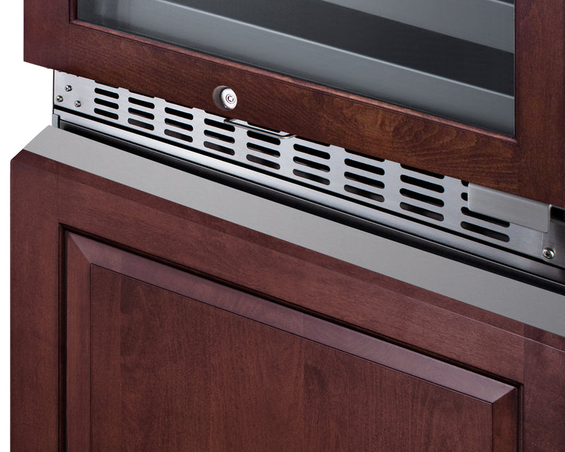 Summit SWCDAF24PNR panel-ready 24 in wine refrigerator with freezer drawers, custom wood panel detail
