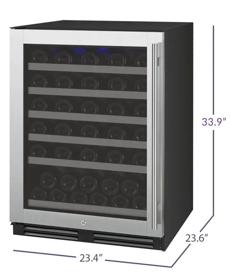 FlexCount Series 56 Bottle Single Zone Undercounter Wine Refrigerator with Stainless Steel Door - Right Hinge