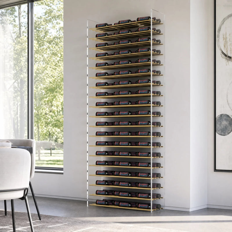 Evolution Wine Tower 72 inch with 126 bottles in a dining area