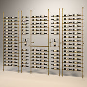 Fittings Alsace wine wall, 114 bottles, floor-to-ceiling metal wine rack in gold finish
