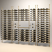 Fittings Alsace wine wall, 338 bottles, floor-to-ceiling metal wine rack in gold finish