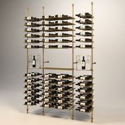 Fittings Bordeaux wine wall, 146 bottles, floor-to-ceiling metal wine rack in gold finish
