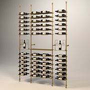 Fittings Bordeaux wine wall, 98 bottles, floor-to-ceiling metal wine rack in gold finish