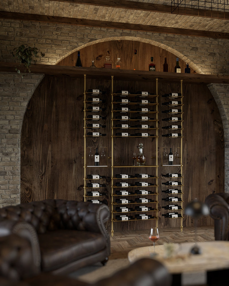 Fittings Bordeaux metal wine wall shown in a room setting