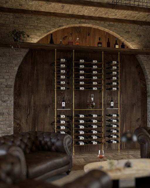 Fittings Bordeaux metal wine wall shown in a room setting
