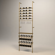 Fittings Campania wine wall, 26 bottles, floor-to-ceiling metal wine rack in gold finish