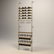 Fittings Campania wine wall, 36 bottles, floor-to-ceiling metal wine rack in gold finish