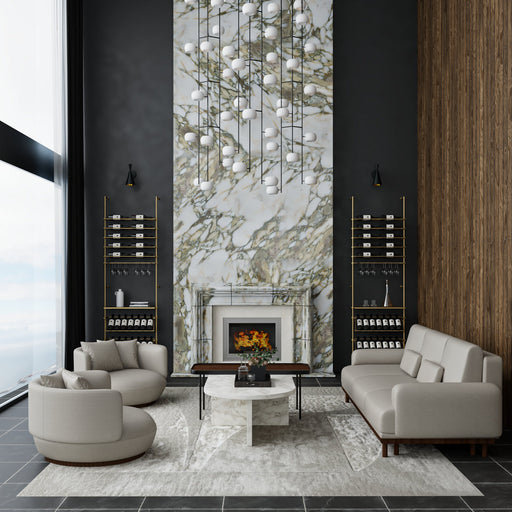 Fittings Campania metal wine wall shown in a room setting