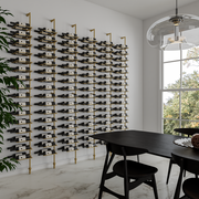 Fittings Cantilever Cork-Out metal wine racks on a dining room wall