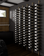 Fittings Cantilever Label-Out wine racks on a dark accent wall
