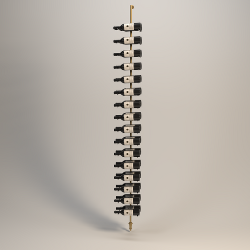 Fittings Cantilever Label-Out wine rack, floor-to-ceiling metal column in gold finish