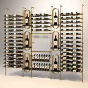 Fittings Corsica wine wall, 226 bottles, floor-to-ceiling metal wine rack in gold finish