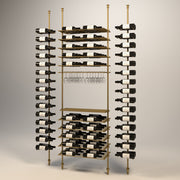 Fittings Lazio wine wall, 120 bottles, floor-to-ceiling metal wine rack in gold finish