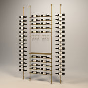 Fittings Lazio wine wall, 50 bottles, floor-to-ceiling metal wine rack in gold finish