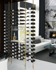 Fittings Lazio metal wine wall shown in a room setting