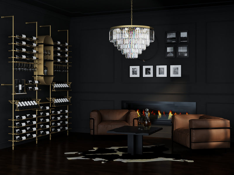 Fittings Lombardy metal wine wall shown in a room setting