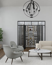 Fittings Marche metal wine wall shown in a room setting