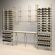Fittings Marlborough wine wall, 168 bottles, floor-to-ceiling metal wine rack in gold finish