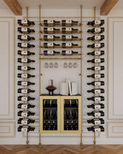 Fittings Napa metal wine wall shown in a room setting