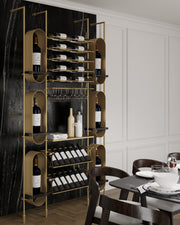 Fittings Piedmont metal wine wall shown in a room setting