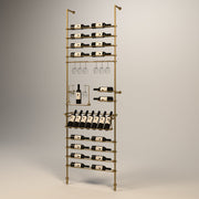 Fittings Provence wine wall, 27 bottles, floor-to-ceiling metal wine rack in gold finish