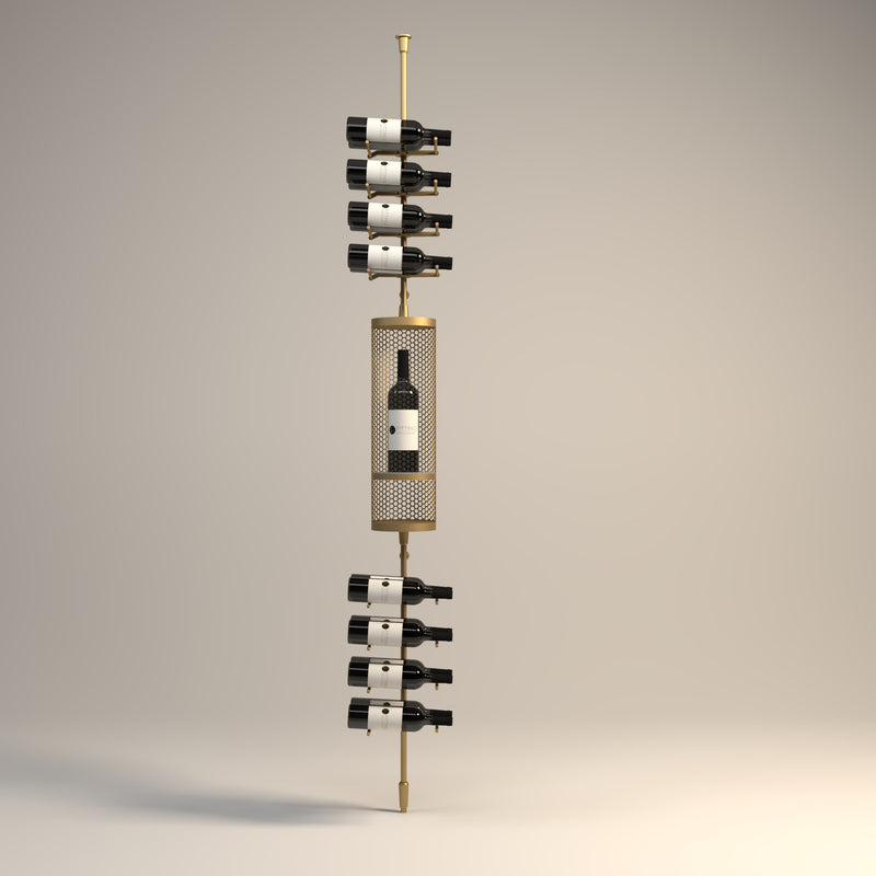 Fittings Sierra wine rack, double depth with cellarette display, gold finish
