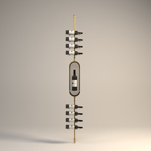 Fittings Sierra wine rack, single depth with capsule display, gold finish