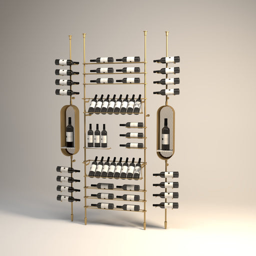 Fittings Sonoma wine wall, 52 bottles, with capsule display, gold finish