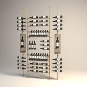 Fittings Sonoma wine wall, 52 bottles, with cellarette display, gold finish
