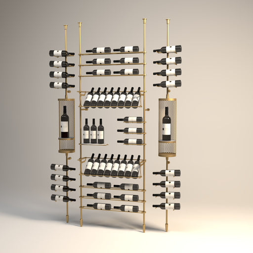 Fittings Sonoma wine wall, 52 bottles, with cellarette display, gold finish