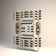 Fittings Sonoma wine wall, 83 bottles, with capsule display, gold finish